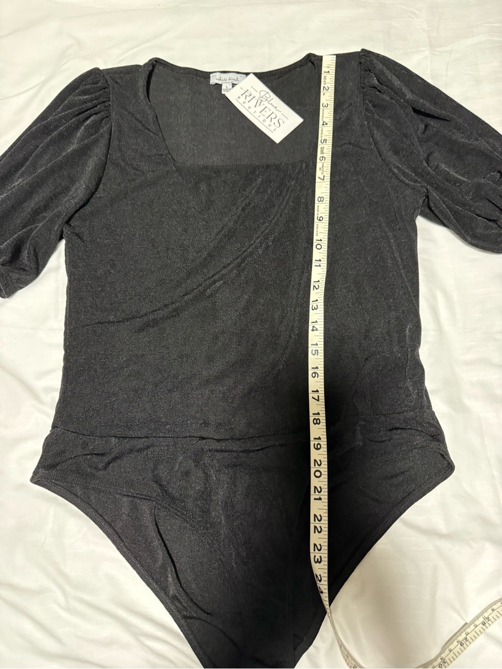 Black Shimmery Square Neck Bodysuit